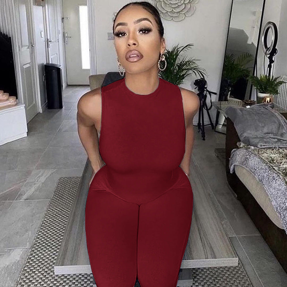 Damen All-in-One Jumpsuit mit tiefem Ausschnitt und figurbetontem Schnitt Drune