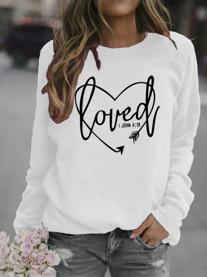 Damen Sweatshirt mit herzförmigem Aufdruck und inspirierender Botschaft Drune