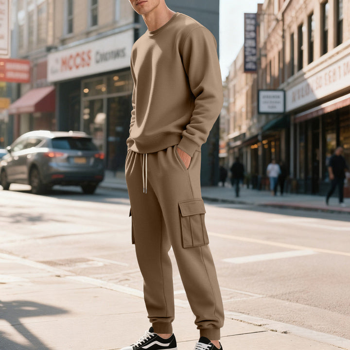 Herren Utility-Cargo-Jogger aus French Terry mit Mehrfachklappen & Tunnelzug Drune