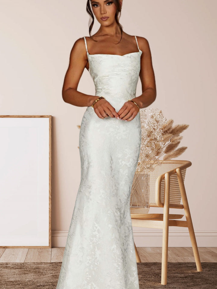 Damen Elegantes Maxikleid mit verführerischen Spaghettiträgern Drune