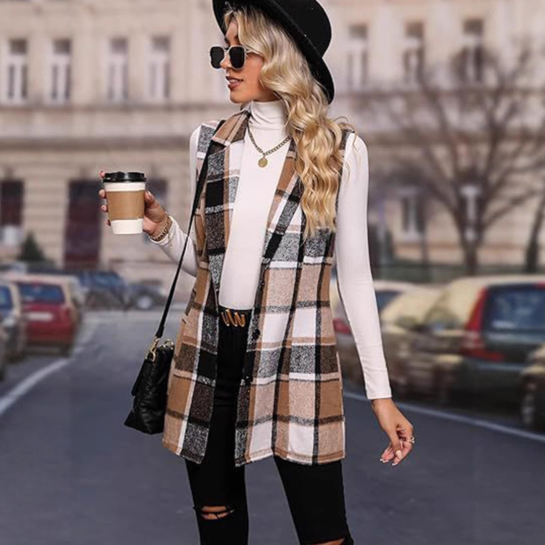 Damen Langjacke im modernen Karo-Design Drune