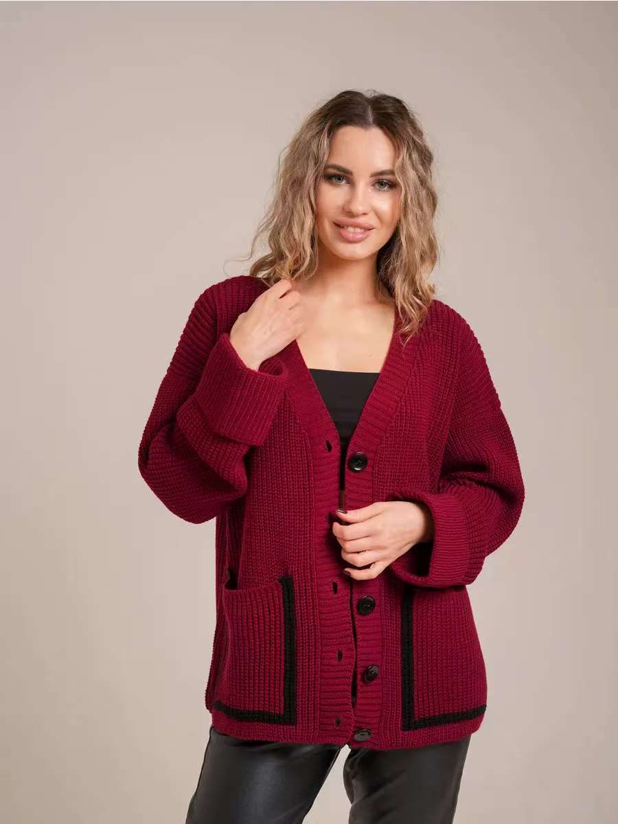 Damen Strickcardigan mit kontrastierenden Knopfdetails und strukturiertem Design Drune