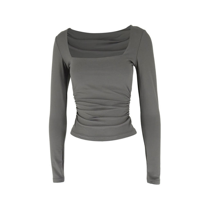 Damen Langarmshirt mit raffiniertem Raffungseffekt und eckigem Ausschnitt Drune