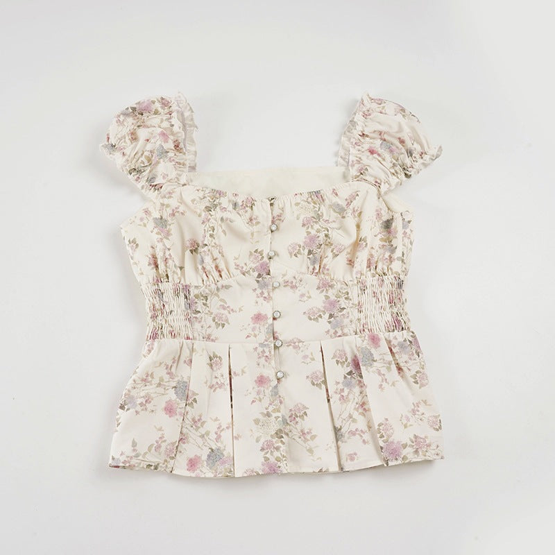 Damenbluse mit floralem Design und Rüschenärmeln Drune