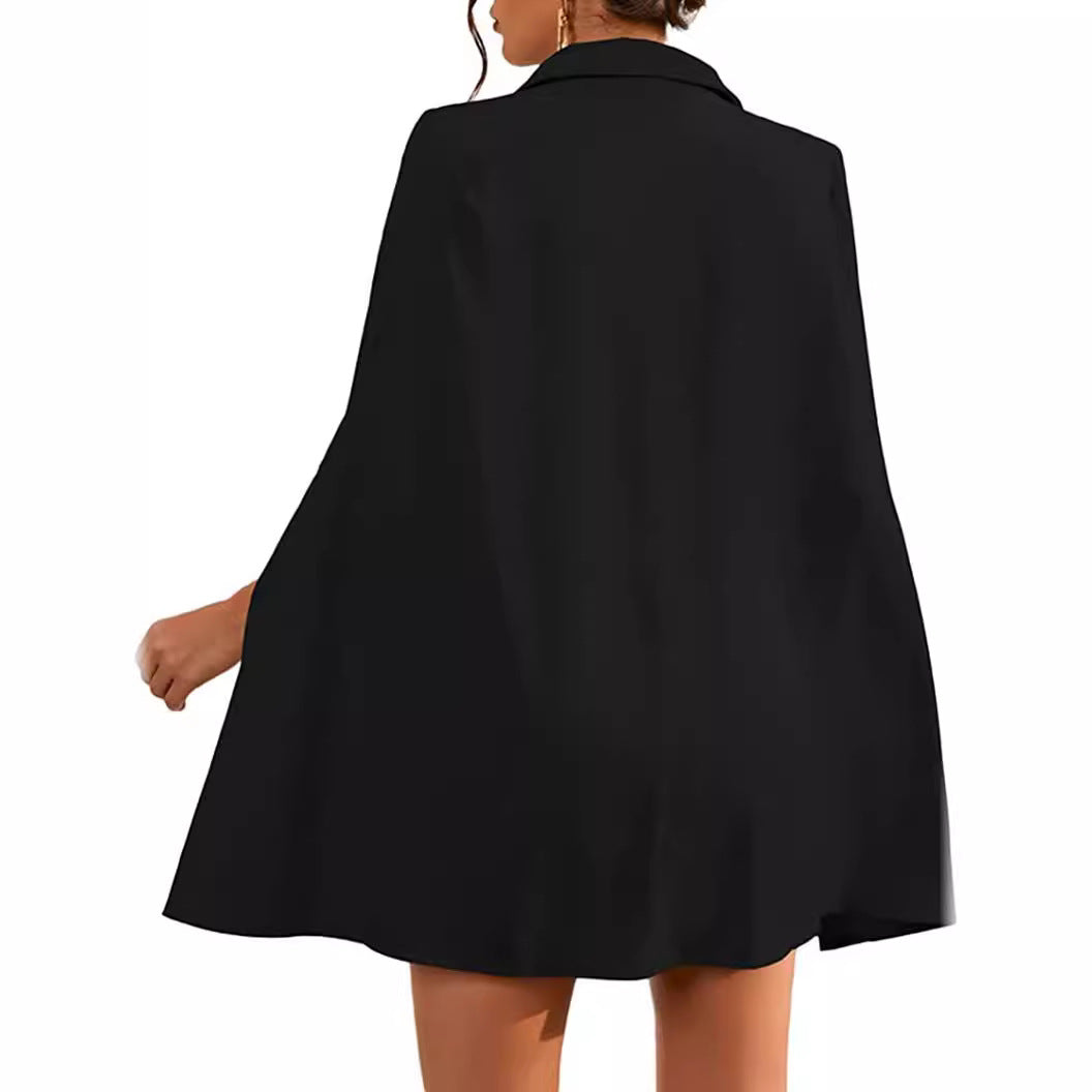 Damen Kurzblazerkleid mit Cape-Ärmeln und doppelreihiger Zierknopfleiste Drune