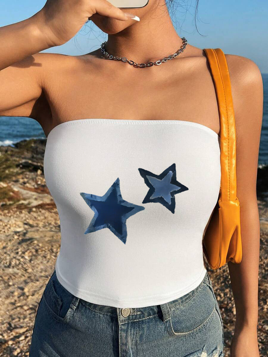 Damen Bandeau-Top mit maritimen Motiv und elastischem Material Drune
