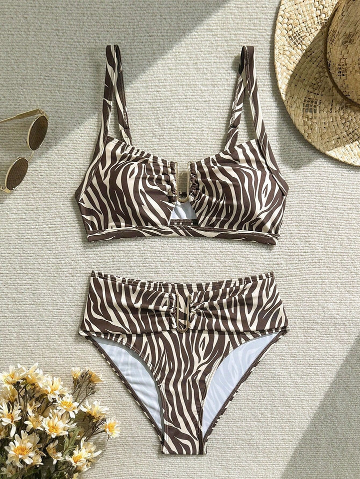 Damen Hochgeschnittener Bikini mit seitlichem Schnallendetail Drune