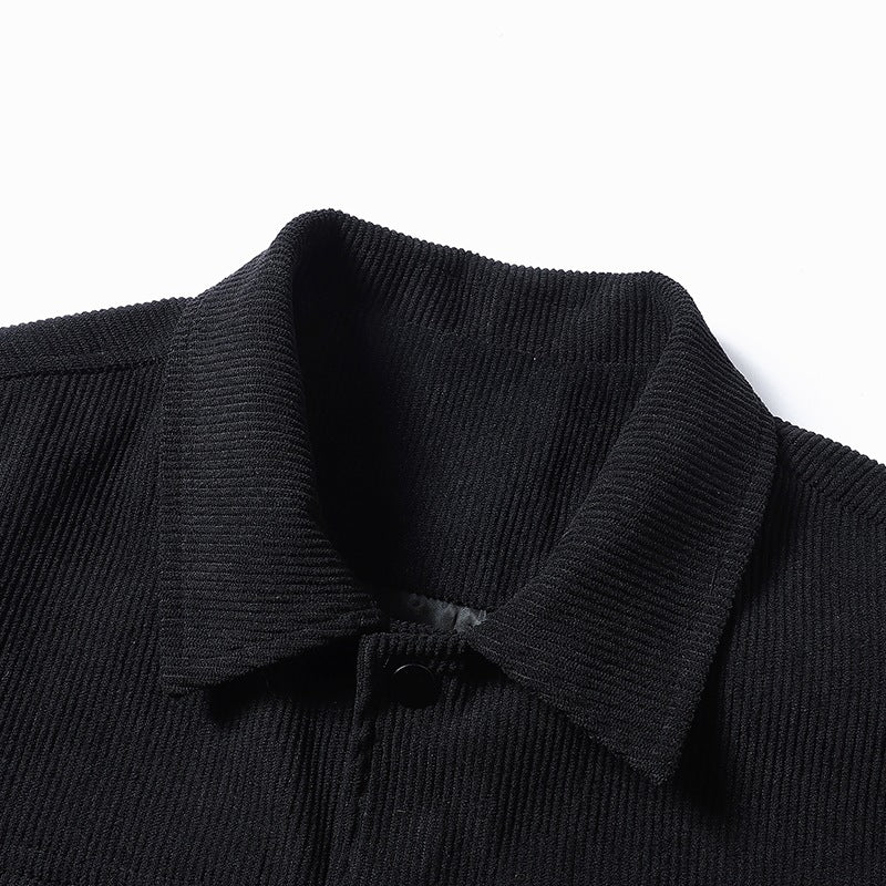 Herren Strukturierte Overshirt-Jacke mit wattierter Innenfütterung und Druckknopfblende Drune