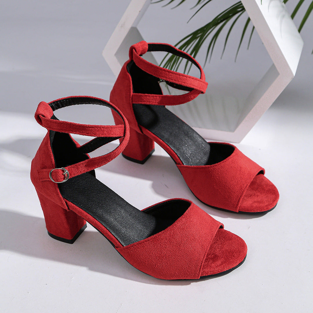 Damen Absatzsandalen mit modischem Kreuzriemen-Design und bequemer Sohle Drune