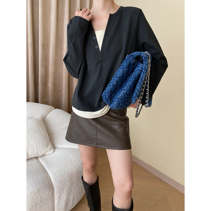 Damen Urbaner Pullover mit Knopfdetails Drune