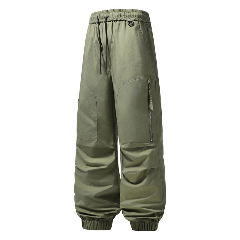 Herren Locker geschnittene technische Cargo-Jogginghose mit elastischem Bund, Kordelzug & Reißverschlusstaschen Drune