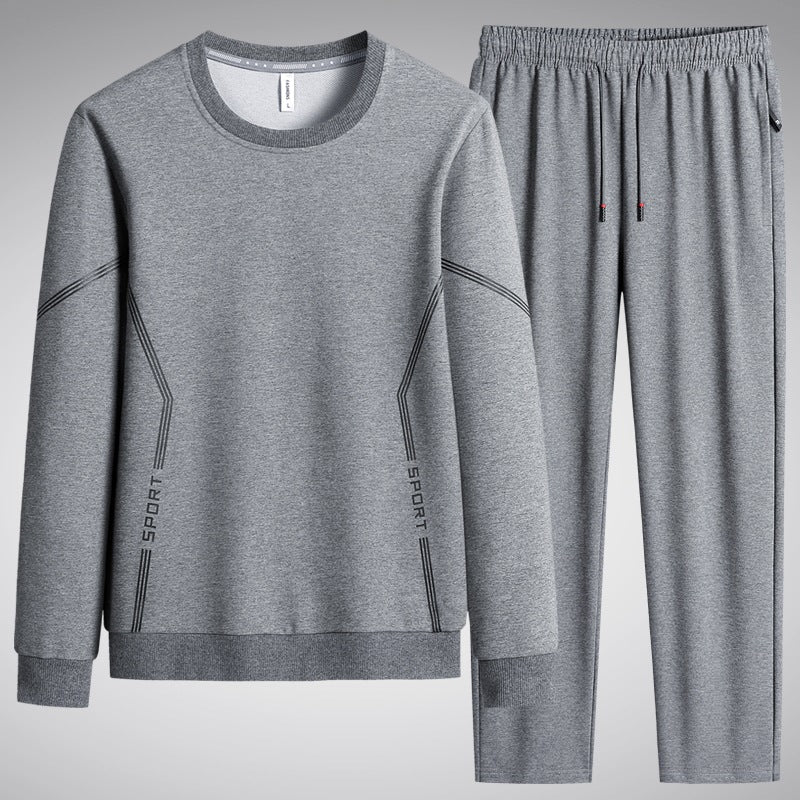 Herren Sportliches Freizeit-Jogginganzug-Set aus atmungsaktivem Funktionsfleece mit Rundhalsausschnitt & Kordelbund Drune