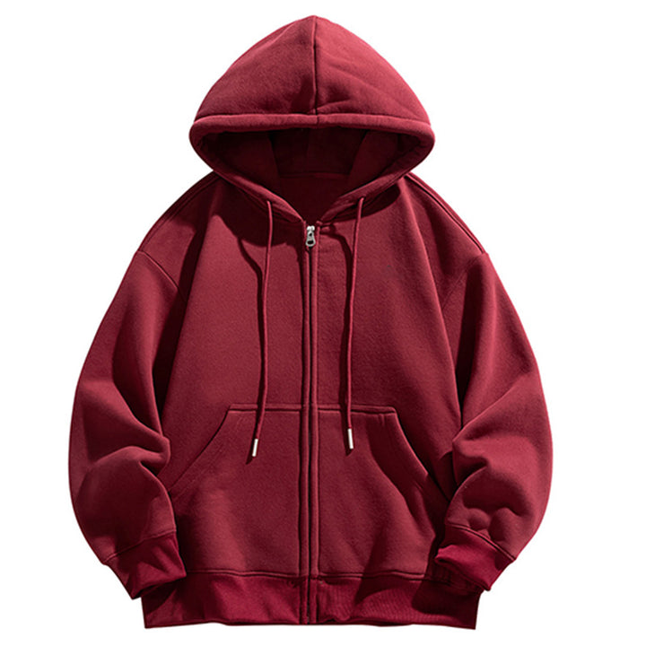 Herren Oversize Kapuzen‑Sweatjacke mit durchgehendem Reißverschluss und Kängurutasche Drune
