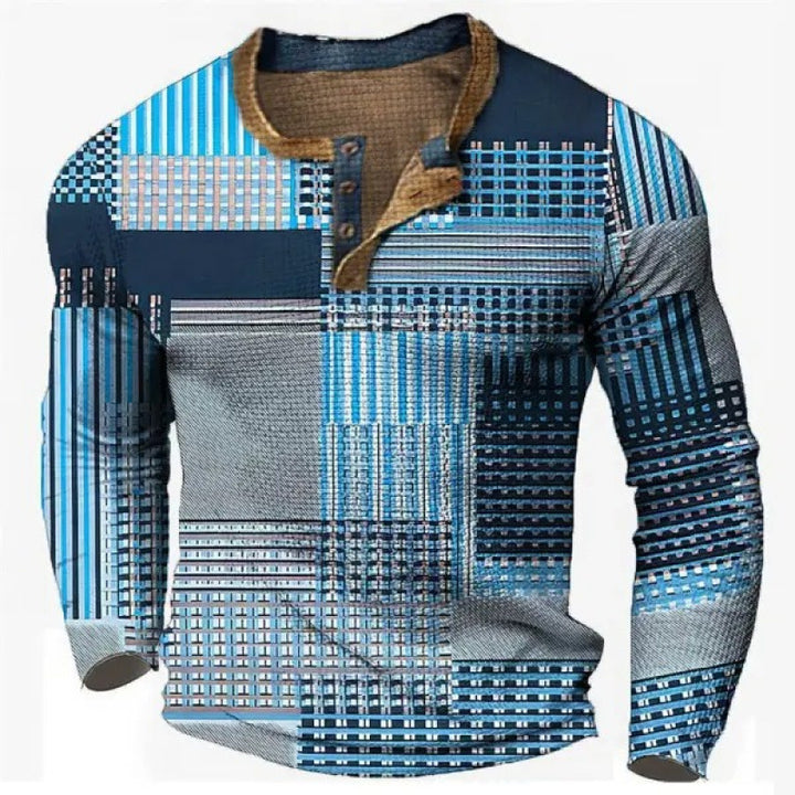 Herren Sportliches Langarmshirt mit Knopfleiste Drune