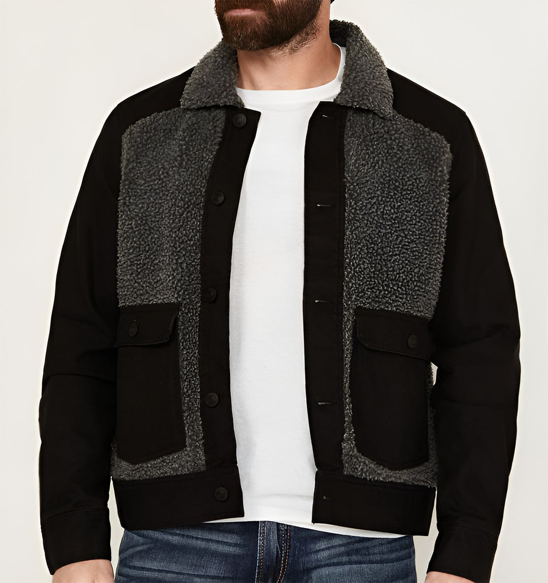 Herren vielseitige und stylische Outdoor-Jacke mit Teddyfell-Elementen Drune