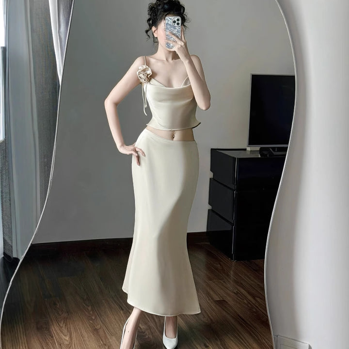 Damen elegantes zweites Etui-Kleid mit Rüschen und Trägern Drune