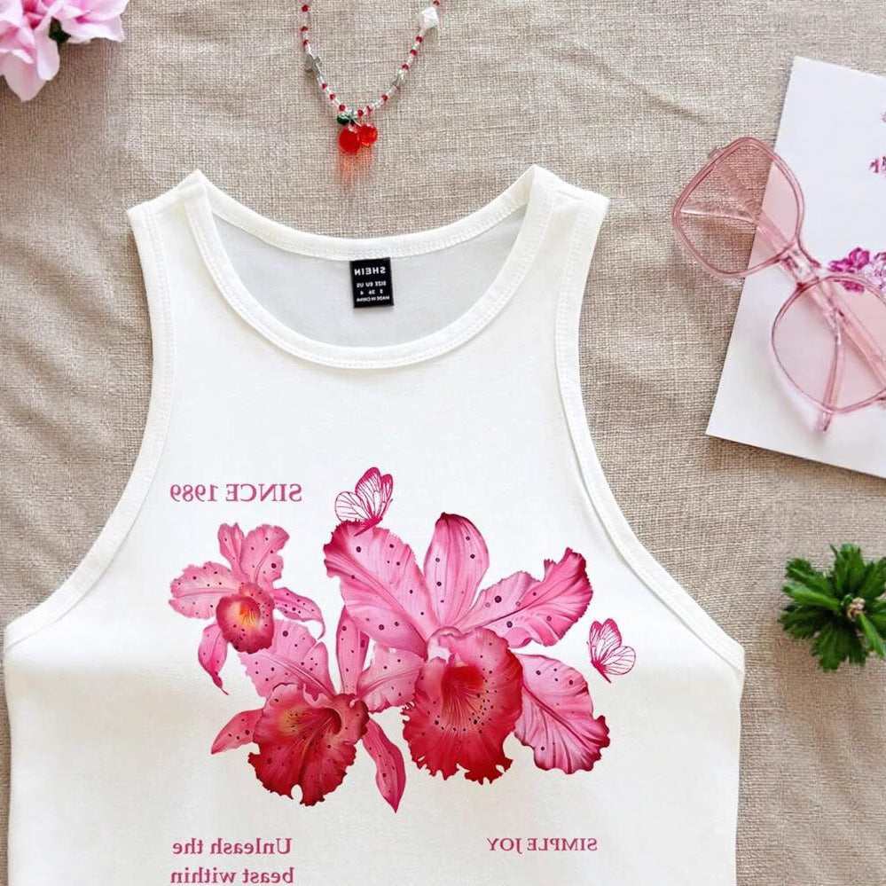 Damen ärmelloses Tanktop mit fröhlichem Kirschmotiv Drune