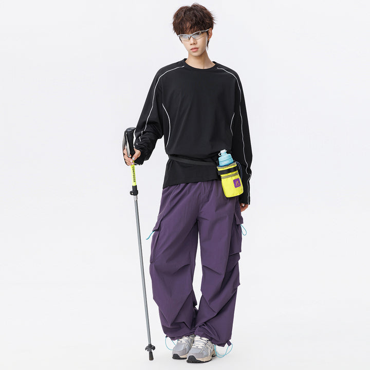 Damen Oversize-Langarmshirt aus Waffel‑ und Jersey‑Mix mit kontrastierenden Flatlocknähten Drune