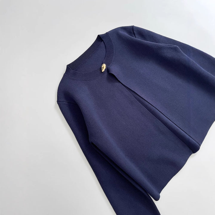 Damen elegante Strickjacke mit dekorativer Knopfdetails Drune