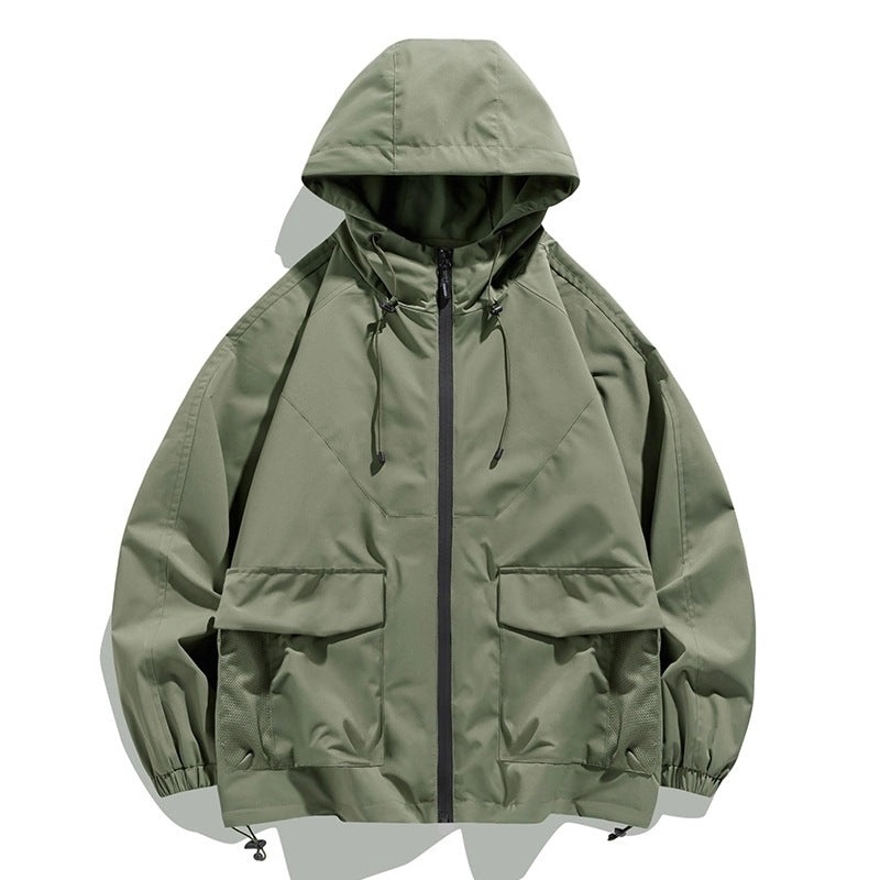 Herren Oversize Utility-Softshelljacke mit Kapuze, aufgesetzten Taschen & verstellbarem Saum Drune