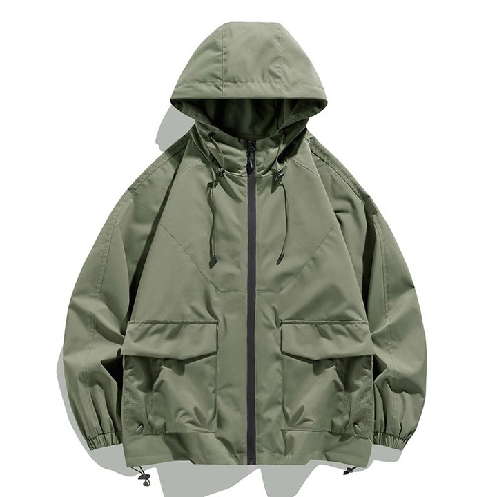 Herren Oversize Utility-Softshelljacke mit Kapuze, aufgesetzten Taschen & verstellbarem Saum Drune