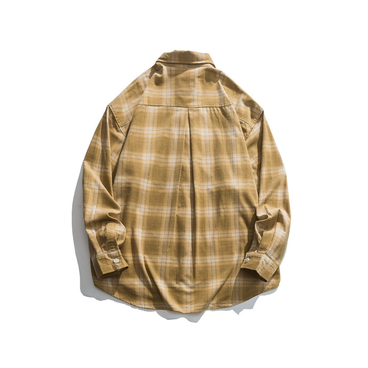 Herren Oversized Karo-Hemd aus leichter Baumwollmischung mit aufgesetzter Brusttasche und gerundetem Saum Drune