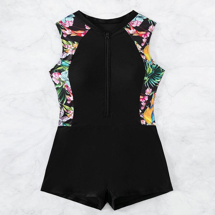 Damen Surfsuit mit floralem Muster und praktischem Reißverschluss Drune