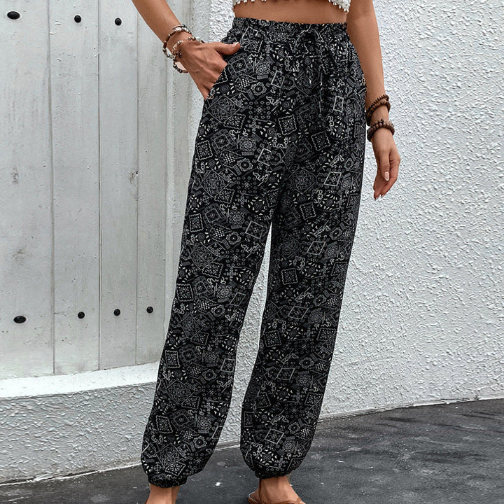 Damen Lockere Haremshose mit elastischem Bund und seitlichen Taschen Drune