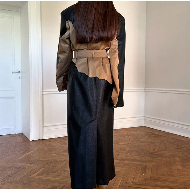 Damen Modischer Windbreaker-Mantel mit Gürtel und Taschen Drune