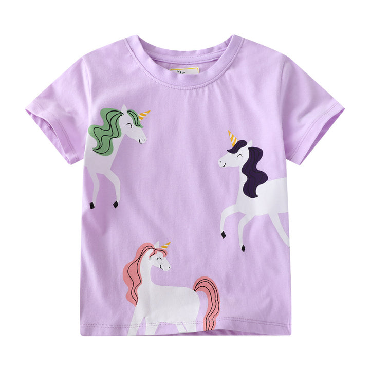 Mädchen T-Shirt mit niedlichem Einhorn-Design Drune