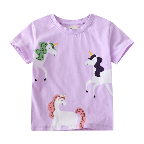 Mädchen T-Shirt mit niedlichem Einhorn-Design Drune