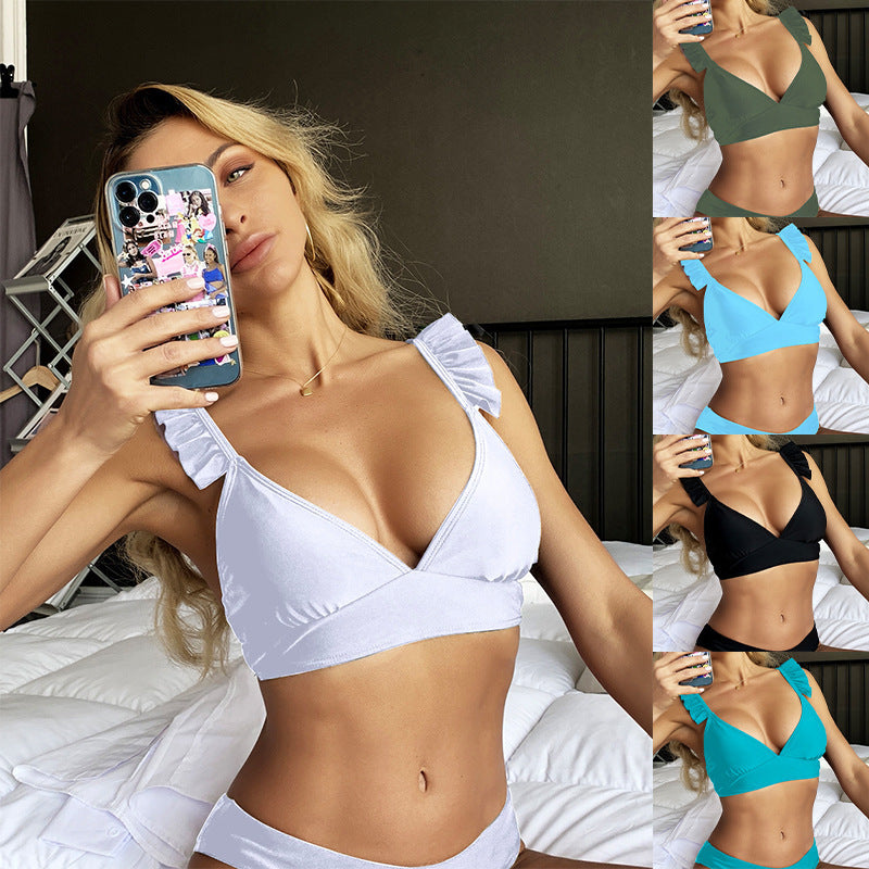 Damen Triangel-Bikinioberteil mit verspieltem Rüschendesign Drune