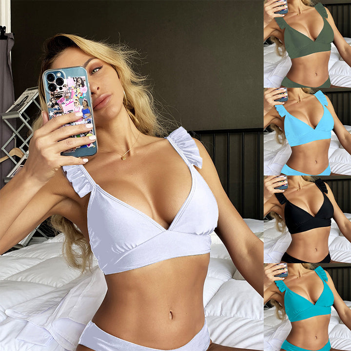 Damen Triangel-Bikinioberteil mit verspieltem Rüschendesign Drune