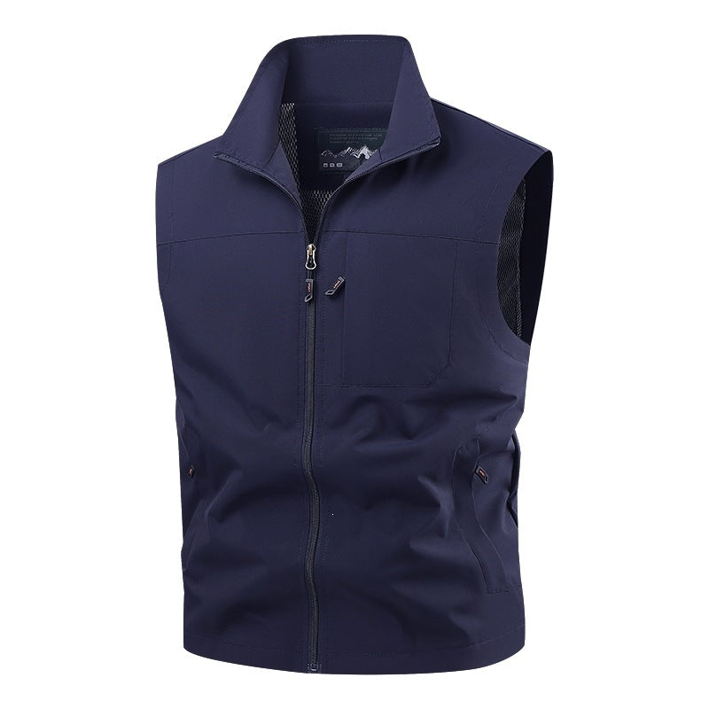 Herren Softshell-Tactical-Weste mit atmungsaktivem Mesh-Futter und Reißverschlusstaschen Drune