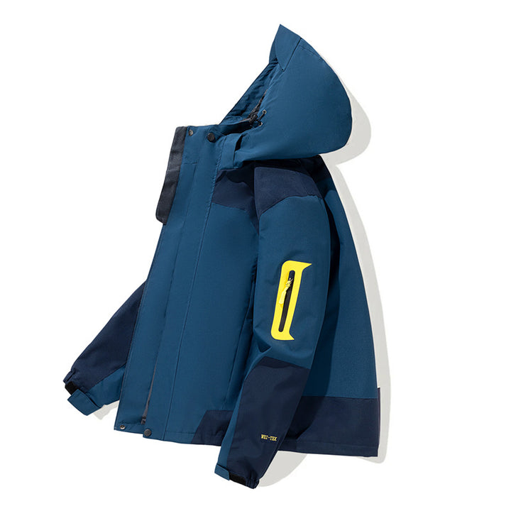 Herren Wasserdichte Softshell-Outdoorjacke mit Kapuze, Ärmel-Reißverschlusstasche und winddichter Membran Drune