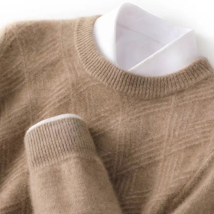 Herren Kurzrollkragenpullover aus Merino‑Mix mit diagonaler Rautenstruktur Drune