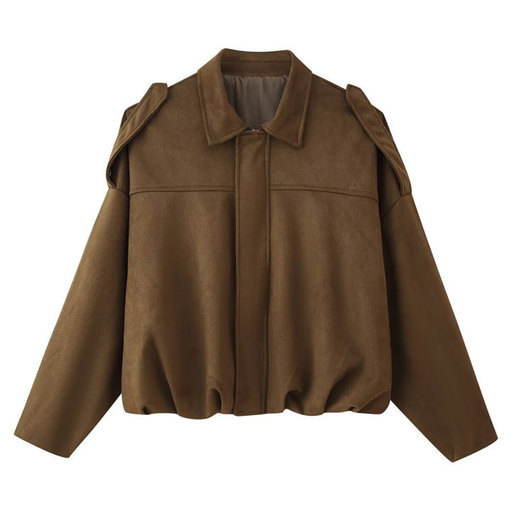 Damen Kurzgeschnittene Oversize Blousonjacke mit Schulterklappen Drune