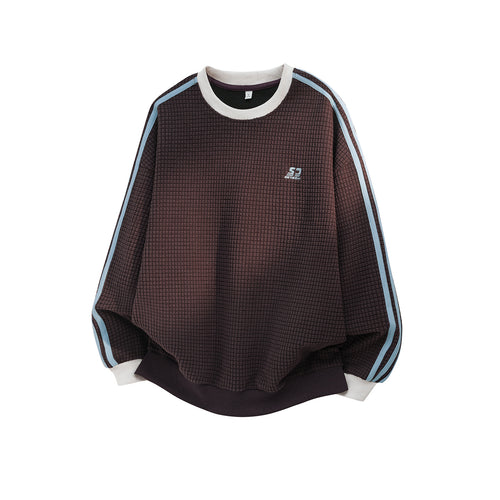 Unisex Oversize Sweatshirt mit Waffelstruktur, Kontraststreifen an Ärmeln und gerippten Bündchen Drune