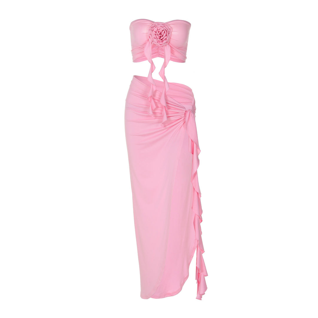 Damen Borten Maxikleid mit asymmetrischem Saum Drune
