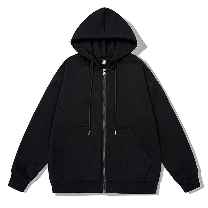 Unisex oversized Kapuzenjacke mit ausladendem Schulterschnitt, durchgehendem Reißverschluss und French-Terry Drune