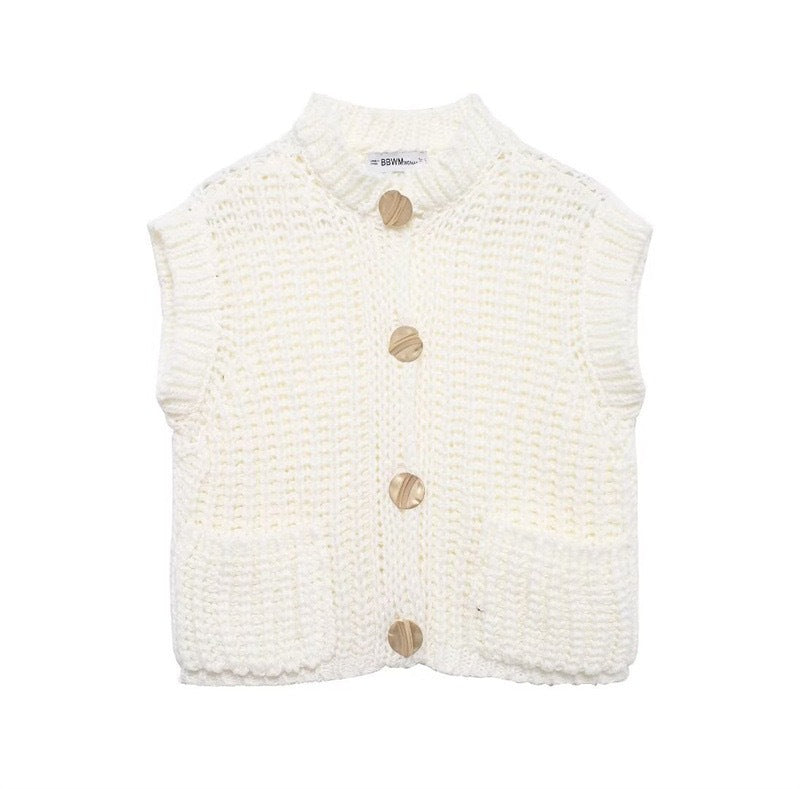 Damen Grobgestrickter Oversize Cardigan mit Zierknöpfen Drune