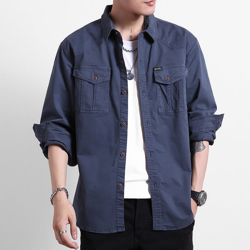 Herren Lockeres Utility-Hemd mit Pattentaschen und Workwear-Details Drune
