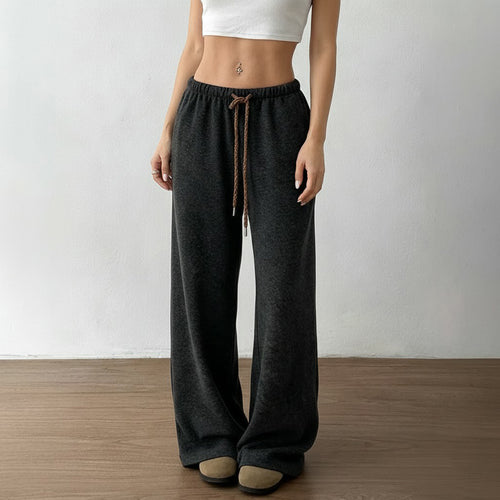 Damen nan weite Highwaist-Loungehose mit Kordelzug und fließendem Palazzoschnitt Drune