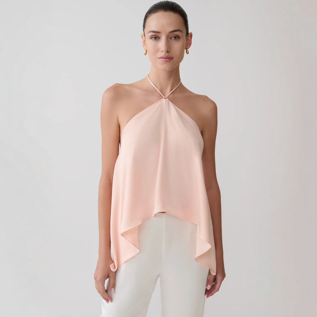 Damen Halter-Top aus fließendem Chiffon mit asymmetrischem Saum Drune