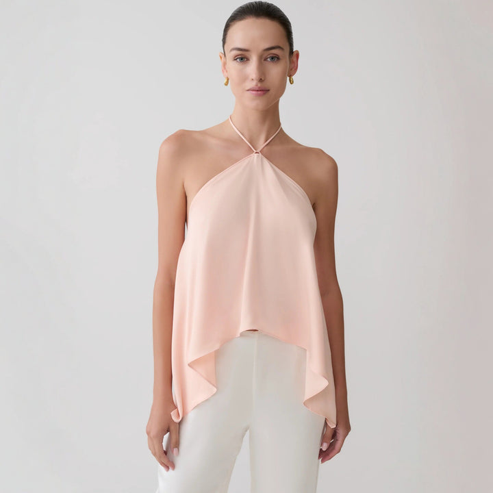 Damen Halter-Top aus fließendem Chiffon mit asymmetrischem Saum Drune