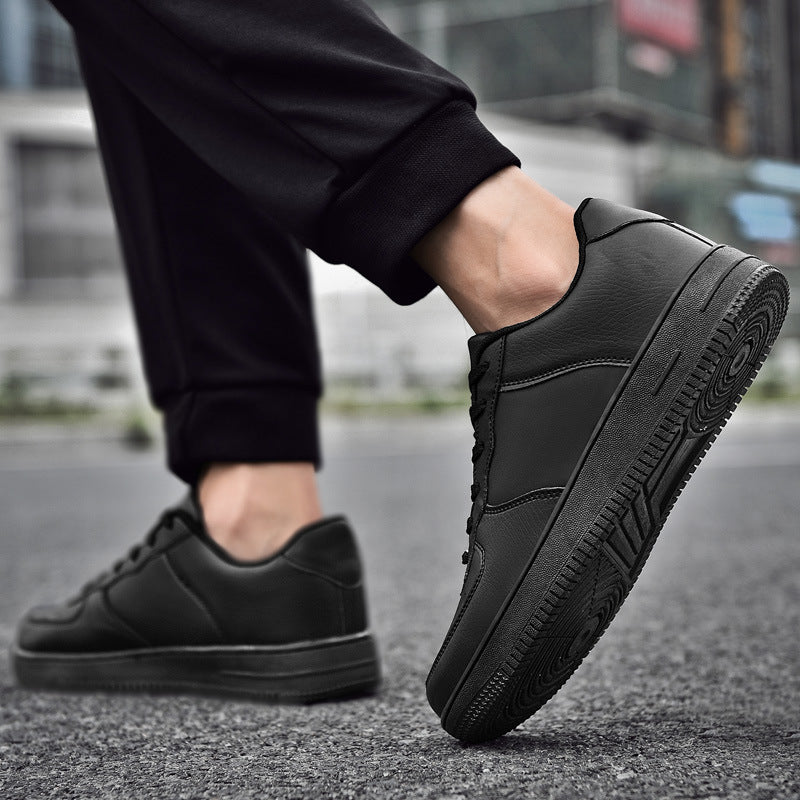 Herren Minimalistischer Low-Top Freizeitleder-Sneaker mit gepolstertem Knöchelkragen und rutschfester Profilsohle Drune
