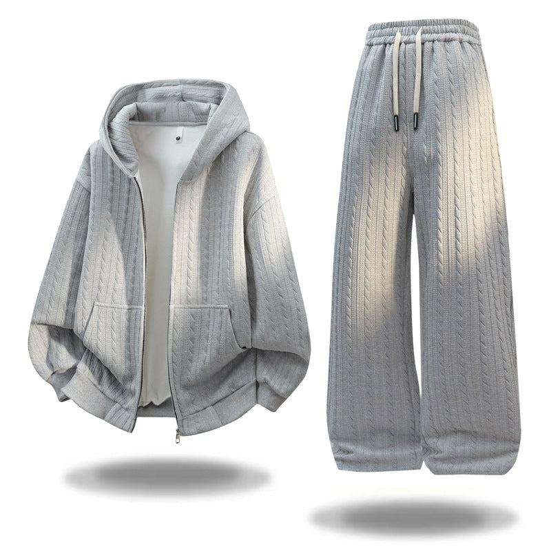 Damen Oversize Strick‑Kapuzenjacke mit Zopfmuster, Reißverschluss & Kängurutaschen Drune
