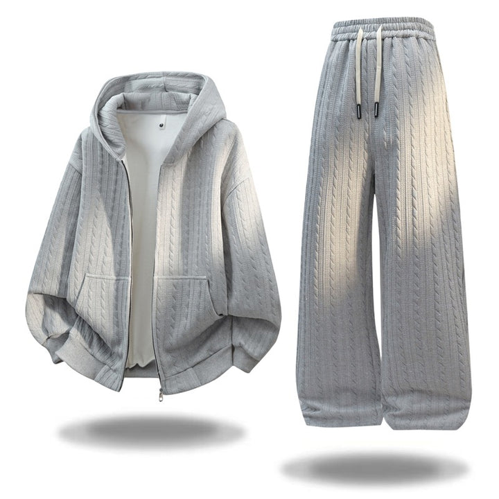 Damen Oversize Strick‑Kapuzenjacke mit Zopfmuster, Reißverschluss & Kängurutaschen Drune