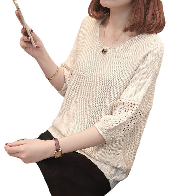 Damen Strickpullover mit luftiger Häkelärmel-Design Drune