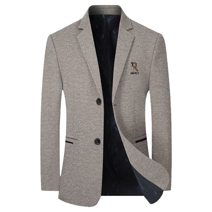 Herren Sakko Slim-Fit aus strukturierter Wollmischung mit kontrastiertem Innenfutter Drune